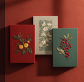Chinese Style Auspicious Flowers & Fruits Embroidered Notebook Set (3pcs)